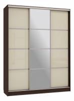 Бассо 2-600 с зеркалом (полки слева) венге/крем Бассо 2-600 с зеркалом (полки слева) венге/крем