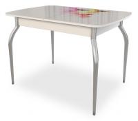 Танго Стол (обеденный) белый/Цветы фото Танго Стол (обеденный) белый/Цветы. Фото №1