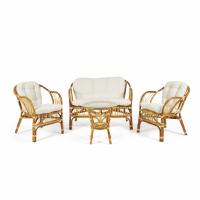 Комплект для отдыха New Bogota Eco Skin (стол+2 кресла+диван с подушками) (натуральный)