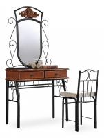 Столик туалетный CANZONA (столик/зеркало + стул) 95х46х162см, черный/красный дуб. Фото №1