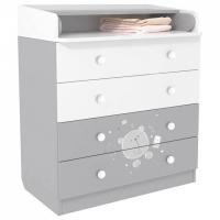Комод Polini kids French 1580, Teddy, белый-серый. Фото №1