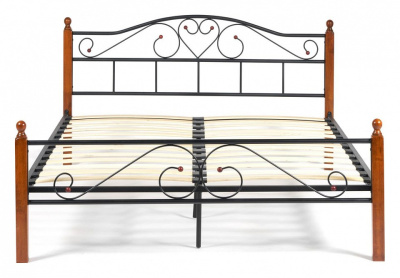 Кровать AT-815 Wood slat base дерево гевея/металл, 160*200 см (Queen bed), красный дуб/черный фото Кровать AT-815 Wood slat base дерево гевея/металл, 160*200 см (Queen bed), красный дуб/черный. Фото №2