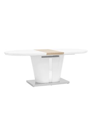 Стол обеденный Мулен раскладной 160-220*90 глянцевый белый. Фото