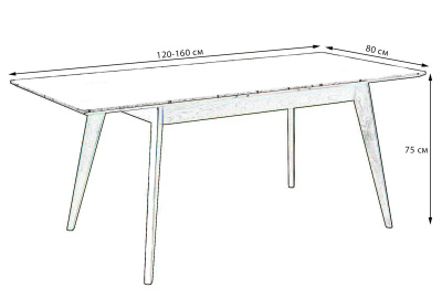 Стол Лунд раскладной 120-160 ОРЕХ-Белый. Фото №3