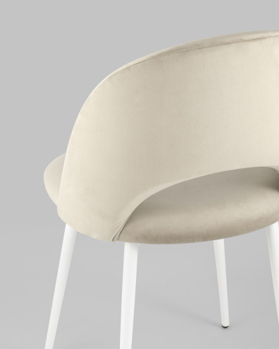 Стул Меган велюр бежевый белые ножки. Фото №8