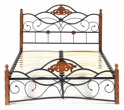 Кровать CANZONA Wood slat base дерево гевея/металл, 120*200 см (middle bed), красный дуб/черный фото Кровать CANZONA Wood slat base дерево гевея/металл, 120*200 см (middle bed), красный дуб/черный. Фото №2