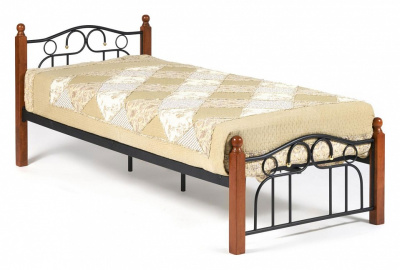 Кровать AT-808 Wood slat base дерево гевея/металл, 90*200 см (Single bed), красный дуб/черный. Фото №2