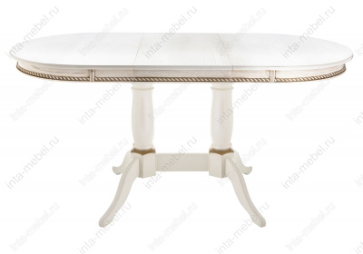 Стол деревянный Кантри 120 молочный с золотой патиной. Фото №3