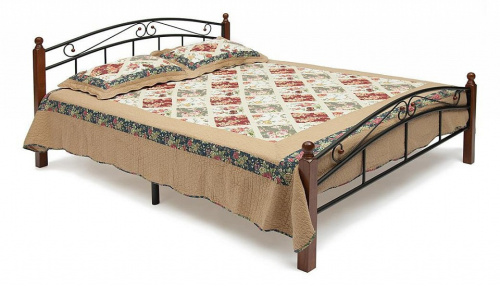 Кровать AT-8077 дерево гевея/металл, 160*200 см (Queen bed), красный дуб/черный фото Кровать AT-8077 дерево гевея/металл, 160*200 см (Queen bed), красный дуб/черный. Фото №1