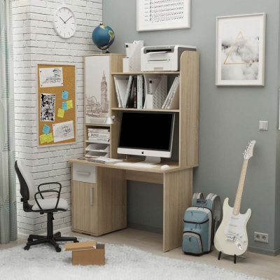 Лайт-1 НадстройкаСтола компьютерного 1200 дуб сонома/белый. Фото №2