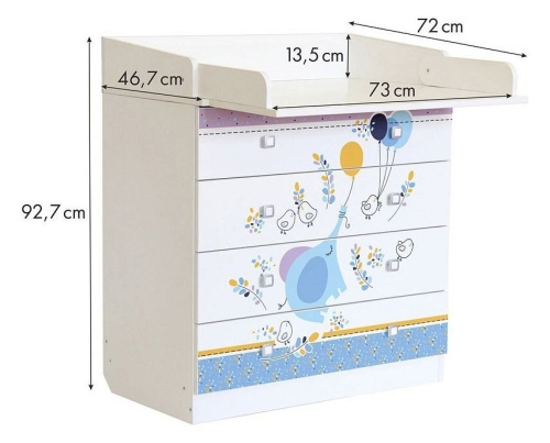 Комод пеленальный Polini kids Simple 1580 Слоник на шаре, белый. Фото №4