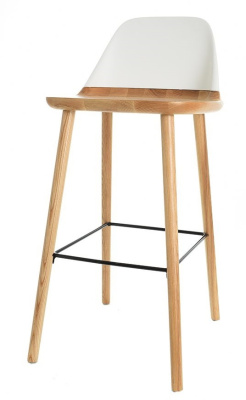 Барный стул BS-S123A белый/бук. Фото №2