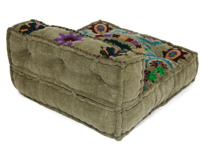 Модуль мягкий со спинкой Secret De Maison SOL (mod. MA-104) cotton Kilim, 80х80х43см, серый с цветами. Фото №2