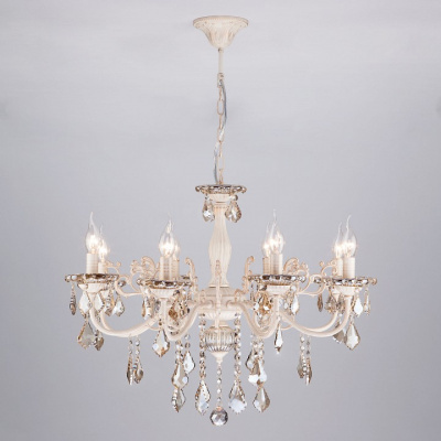 Подвесная люстра Eurosvet Elisha 3281/8 белый с золотом/тонированный хрусталь Strotskis фото Подвесная люстра Eurosvet Elisha 3281/8 белый с золотом/тонированный хрусталь Strotskis. Фото №2