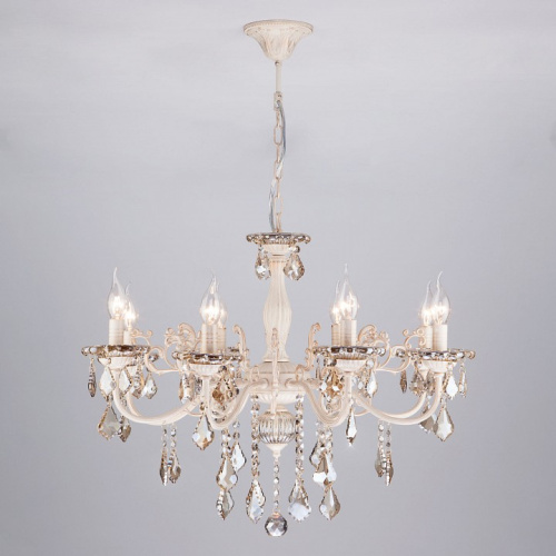 Подвесная люстра Eurosvet Elisha 3281/8 белый с золотом/тонированный хрусталь Strotskis фото Подвесная люстра Eurosvet Elisha 3281/8 белый с золотом/тонированный хрусталь Strotskis. Фото №2