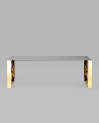 Журнальный стол 120*60 КРОСС золото стекло smoke. Фото