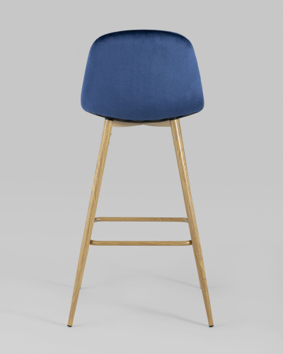 Стул барный Валенсия велюр синий ножки цвет дерево. Фото №6