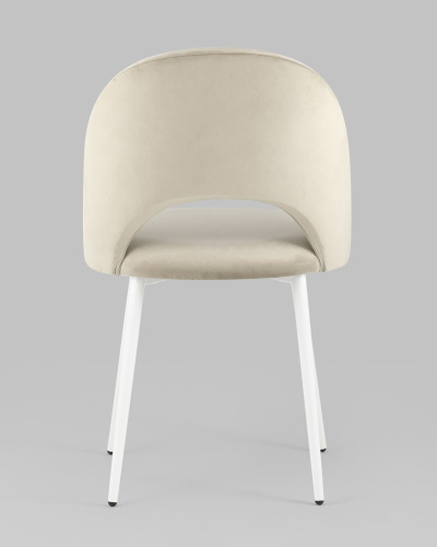 Стул Меган велюр бежевый белые ножки. Фото №6