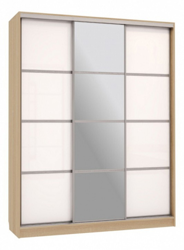 Бассо 2-600 с зеркалом (полки слева) дуб сонома/белый. Фото №1