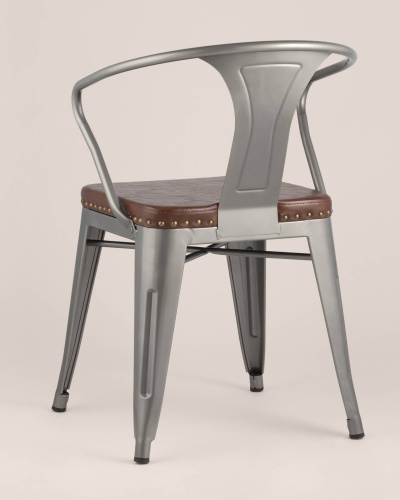 Стул TOLIX ARMS SOFT с подлокотниками серебристый. Фото №6