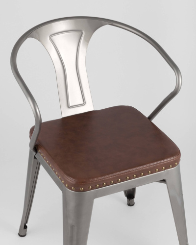 Стул TOLIX ARMS SOFT с подлокотниками серебристый. Фото №8