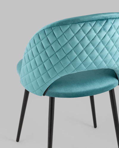 Стул Меган велюр с ромбами сине-зеленый. Фото №9