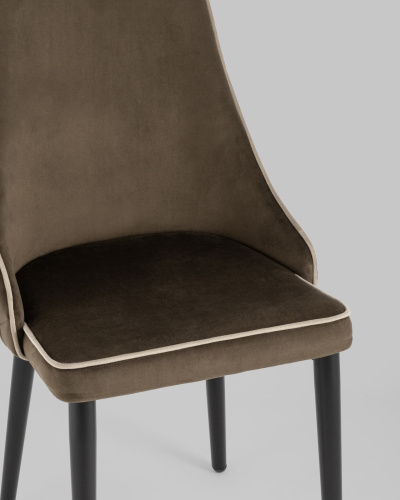 Стул Луис с кантом велюр коричневый. Фото №9