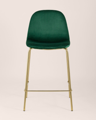 Стул полубарный Валенсия велюр зеленый золотые ножки. Фото