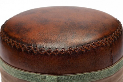 Пуф Secret De Maison CHAPELLE ( mod. M-6400 )  металл/кожа буйвола/ткань хлопок, 46 хD36см, коричневый, ткань: винтаж фото Пуф Secret De Maison CHAPELLE ( mod. M-6400 )  металл/кожа буйвола/ткань хлопок, 46 хD36см, коричневый, ткань: винтаж. Фото №2