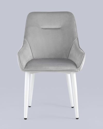 Стул Диана велюр серый ножки белые. Фото №5