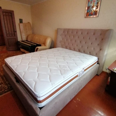 Кровать 1726 BEIGE бежевая с ящиком для белья. Фото №2