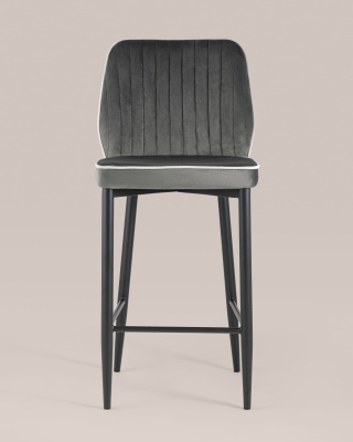 Стул полубарный Лоренс велюр антрацитовый. Фото