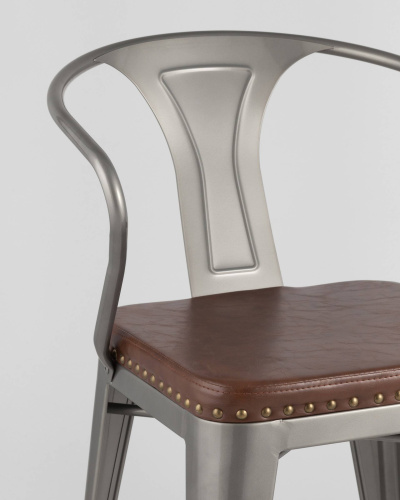 Стул TOLIX ARMS SOFT с подлокотниками серебристый. Фото №9