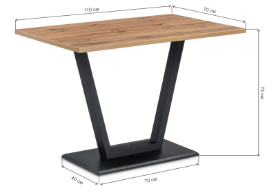 Стол деревянный Мичиган Лофт 25 мм дуб вотан / черный матовый. Фото №2