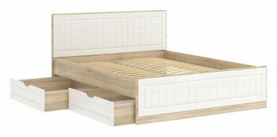 Кровать Оливия НМ 040.34 (1600) + Ящик НМ 040.39, Белое дерево, Дуб Сонома фото Кровать Оливия НМ 040.34 (1600) + Ящик НМ 040.39, Белое дерево, Дуб Сонома. Фото №2