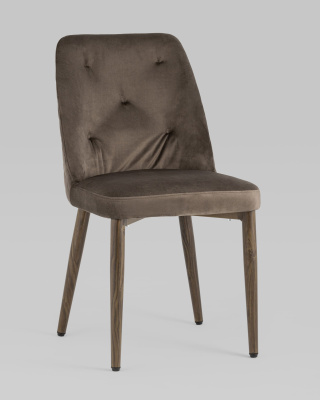Стул Эмма велюр коричневый ножки дерево фото Стул Эмма велюр коричневый ножки дерево. Фото